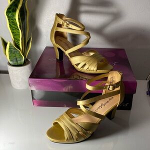 Elegant Gold Strappy Heels